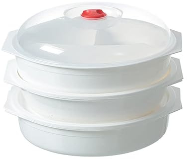 MVSR 3 ciotole per microonde con coperchio ventilato, contenitori per microonde, senza BPA, lavabili in lavastoviglie, congelatore, 3L-bianco/trasparente