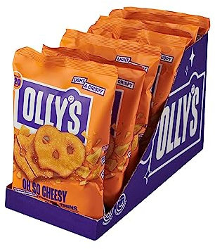 Olly's Pretzels horneados Sabor a Queso, Snacks Veganos y Saludables, con Menos Grasa y Calorías, Más Proteínas - Pack 7 bolsas x 140g (total 980g)