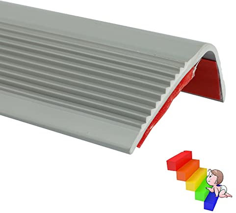 Protector de borde de escalera, tiras autoadhesivas antideslizantes para escalones, 2 metros de longitud, borde de goma de PVC, impermeable, resistente al desgaste, borde de nariz para escalones de
