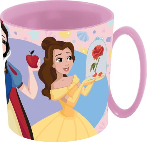 Tataway Disney Princess Jasmine Rapunzel Schneewittchen Belle rosa Plastikbecher für Mädchen 350 ml mikrowellengeeignet