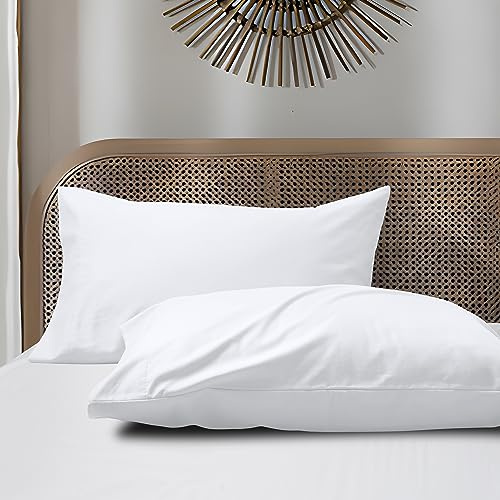 Cotton Pillow Cases Standard Size Set of 2, 800 Thread Count 100% Egyptian Cotton Sateen Weave Pillowcases, Natural Soft & Breathable Pillow Covers with Envelope Closure (White 2Pcs)