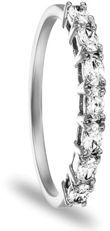 Julie Julsen Damen Schmuck Ring aus rhodiniertem 925 Sterling Silber mit Zirkonia | Silber-Ring als Geschenk für Frauen und Mädchen zum Geburtstag, Jahrestag, Hochzeitstag, Weihnachten…