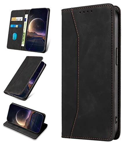 KANVOOS Handyhülle für OnePlus 8T Hülle, Premium PU Leder Flip Klappbar Stoßfeste Schutzhülle [Kartenfächern], Wallet Case Hülle für OnePlus 8T (Schwarz)