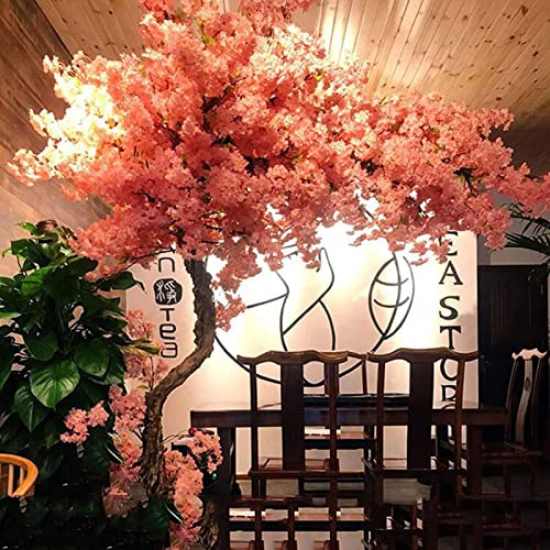 Árbol de flor de cerezo artificial, gran árbol de simulación de sakuras, Fake Cherry Blossom Tree, decoración de plantas artificiales, interior/exterior/fiesta/restaurante,Rosado,1.2X0.8M