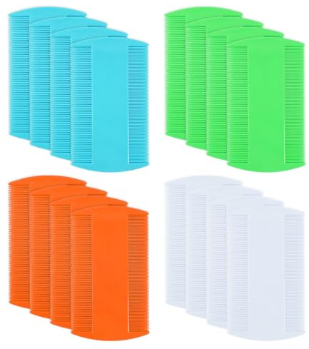 EUPSIIU 16 Pack Nit Comb - Double Sided Lice Detection Comb for Kids, Adults & Pets (White, Blue, Green, Orange)