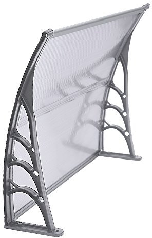 100/120/200/300CM Door Canopy Awning Shelter Roof Front Back Porch Outdoor Shade Patio Rain Cover (100X82X23Cm, Grey)