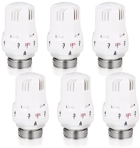 6 Pezzi Testa Termostatica, Testina di Termostato Radiatore M30 x 1,5, Valvole Termostatiche, Valvola del Radiatore Sostituzione Termosifone Valvole