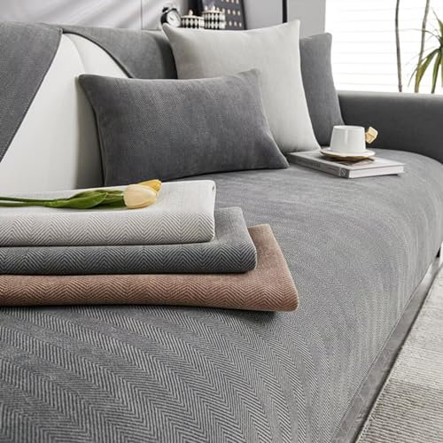 Bettschlange Sofabezug Ecksofa L-Form 1/2/3/4sitzer, Sofaschutz Sofaschoner, Sofaschutzdecken rutschfest, Pets Dog Couch Überzug Sofa Überwurf(Grau,70x180cm)