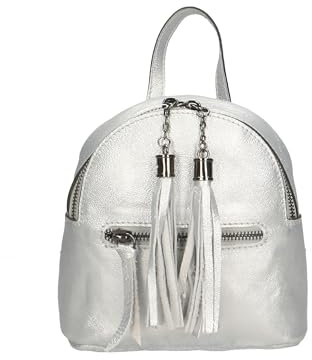Gave Lux Damenrucksack. Handwerkliches Produkt: Obermaterial: echtes Leder, Made in Italy. GLX2218813223FBG-PARENT. 16 x 17 x 5 cm, Silber_Silber