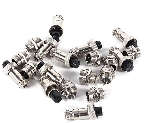 Connettore Aeronautico GX12 a 2 Pin, 10 Set Aviazione Spina Connettore, 5A 12mm Maschio Femmina Metallo Aviazione Spina Connettore per Comunicazioni, Automotive