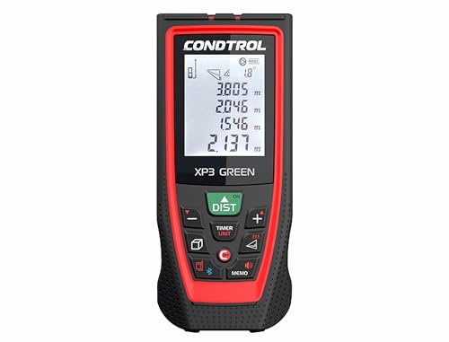 CONDTROL - Telemetro XP3 GREEN - Portata da 0,05 a 120 m - Raggio verde chiaramente visibile - Memoria 30 valori - Bluetooth - Garanzia 2+1 anni - Fornito con accessori
