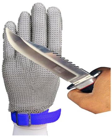 ARHEORMUH 2pcs Cut Proof Chainmail Gloves, Adjustable Nylon Wristband Anti Slip Comfortable Easy To Clean Mandolin Gloves(XS)
