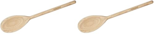 Fackelmann - Cuillère de cuisine pour remuer, mélanger ou tester le goût, en bois de hêtre, couleur naturelle, 25 x 4,5 cm, 1pc (Lot de 2)