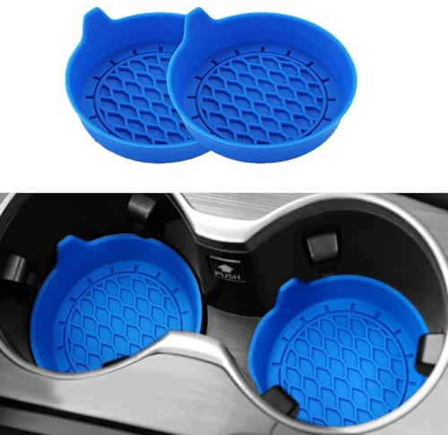 2PCS Car Coasters Silicone Cup Coasters/Cup Mats, Blue