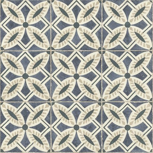 Rasch Tapete 410235 - Gemusterte Vliestapete mit Fliesen-Optik in Blau und Beige aus der Kollektion Beachhouse