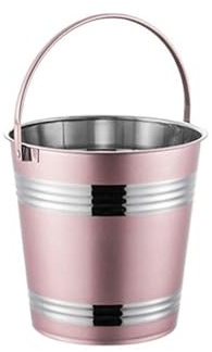 GLigeT Bar Ice Bucket 304 Stainless Steel Ice Bucket Bar Restaurant Ice Grain Bucket French Fries Fried Chicken Snacks Carry Bucket Champagne Red Wine Bucket Champagne bucket(Pink,Medium)