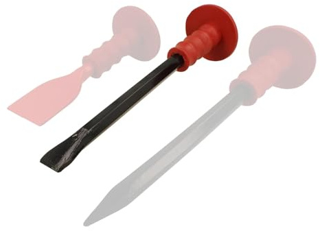BOOMET Handmeißel 300mm flach · extra robuster Meißel mit rotem Handschutz für Stein und Fliesen · auch im Set erhältlich · Flachmeißel