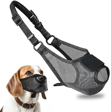 WPPQWP Bozal para Perro, bozal para Perros Grandes, medianos y pequeños, máscara de Malla Suave, Permite jadear y Beber, Ajusta mordeduras, ladridos y Comida, Longitud Ajustable (M)