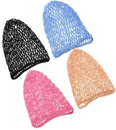 SHERCHPRY 4stücke Teiliges Handgehäkeltes Haarnetz Aus Atmungsaktivem Mesh Dünnes Haarschutznetz Für Frauen Zum Schlafen Langes Weiches Snood Haarnetz in Pastellfarben Für Sanften Haarschutz