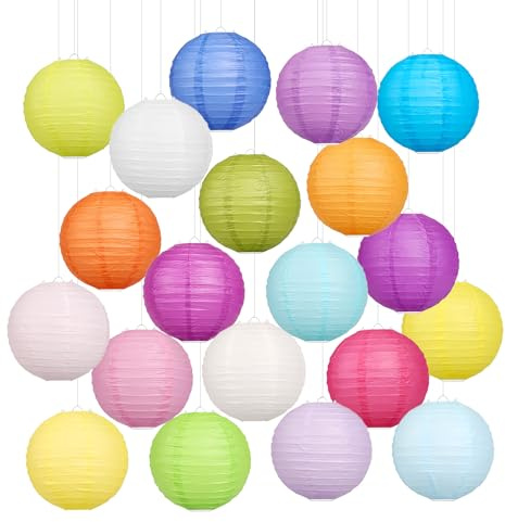 20 Stück Bunte Papierlaternen, 15CM Halloween Lampions, Laternen Rohlinge Rund, Lampenschirm Papier Aufhängen Deko für Halloween Weihnachten Party Geburtstage Gartenparty Deko Innen Außen (Mehrfarbig)