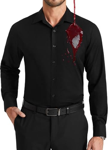 Enlision Black Shirts Men Long Sleeve Stain Shield Stretch Non Iron Button Down Formal Dress Shirt Smart Casual Business Office with Pocket, L