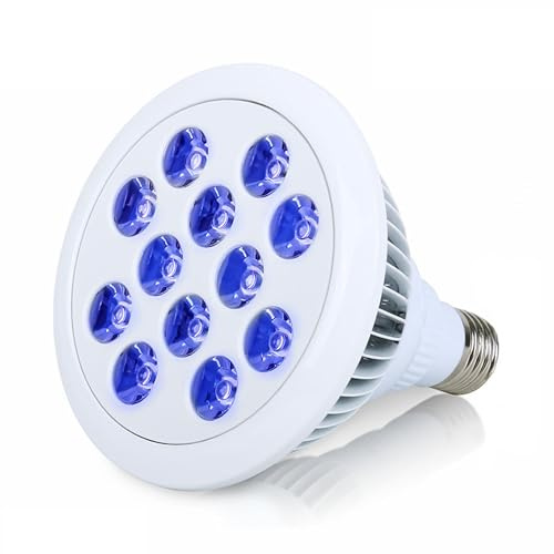 Elitzia E27 Lampada per terapia della luce blu 24W per la cura dell'acne 12 lampadine a LED 50.000 ore di durata Sorgente luminosa fredda ETPAR18B