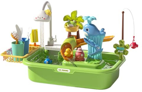 Generisch Wasserspielplatz Für Kinder,Outdoor Sand- Und Wassertisch,Sandwasserspiegel Spielzeug Für Kleinkinder,Sinnesförderndes Lernspielzeug Mit Pumpe,Vorschulspiele Für Kinder Im Garten & Am