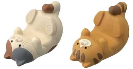Nanchroadly 2 PCS Cat Phone Holder Mobile Phone Desk Holder Cute Cat Desktop Ornament Resin Animal Cell Phone Stand Compatible with All Smartphones for Office Home