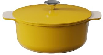 Cooksmart Signature 20cm Casserole Pot with Lid, Cast Aluminium Ivory | PFOA & PFAS free, non-stick coating, induction compatible, dishwasher safe, suitable for everyday cooking