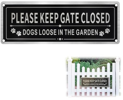 Please Close The Gate Sign, 9.84x3.54inch Dog Signs For Gates, Please Shut The Gate Signs UV Resistant, Waterproof Durable, Close The Gate Sign Easy To Install, Gate Signs Indoor Outdoors Use