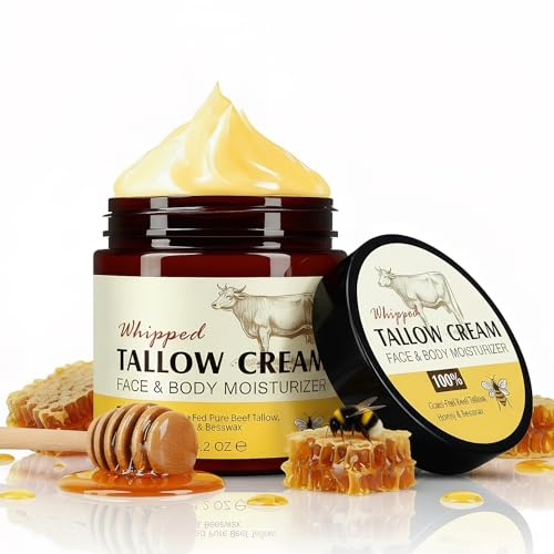 Beef Tallow Crema 120g, Bálsamo de Sebo de Res y Miel Orgánico, Hidratación Profunda para Rostro y Cuerpo, Textura Ligera, Absorción Rápida, Cuidado Diario