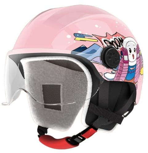 Barnhjälm Med Öppen Ansiktsmask För Pojkar Och Flickor 3–12 År, ECE 22.06-Godkänd, Halvhjälm För Motorcykelkrascher, Barnhjälm Med Solskydd C,48-58cm