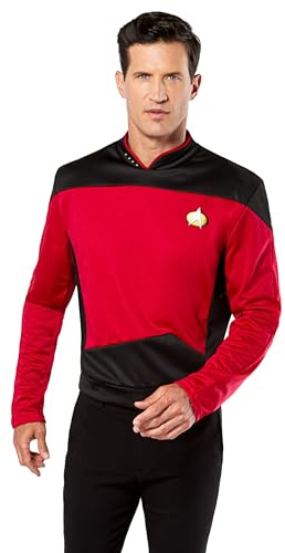 Rubies 888979L - Uniforme deluxe da Capitano Picard, Star Trek, per adulti, da uomo, per Halloween, taglia L, colore: rosso