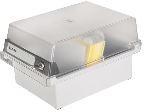 HAN 966-S-631, arkiveringsbox Special Edition A6 landskap. Innovativ, attraktiv design rymmer 800 kort med lås, justerbart lock levereras med stor inskriptionsetikett, ljusgrå genomskinlig