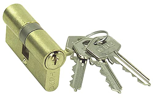 Tesa Assa Abloy, 52003030L, Cilindro Estándar, TE5, Leva Corta, Llave - Llave, Latonado, 30 x 30 mm