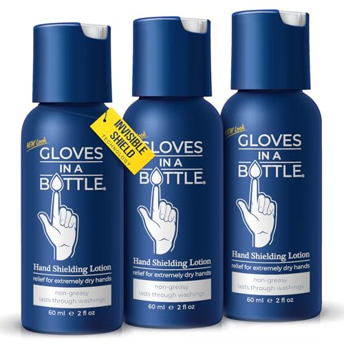 Gloves in a Bottle Shielding Lotion Great for Dry Itchy Skin, Grease-Less and Fragrance Free, 2 oz./60 mL, Pack of 3