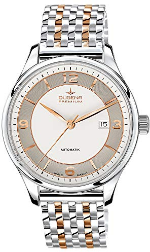 DUGENA Herren-Armbanduhr 7090341 Epsilon, Automatik, Bicolor, Edelstahlgehäuse, Saphirglas, Edelstahlarmband, Doppelfaltdrückerschließe, 5 bar