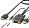 FOINNEX Câble VGA vers HDMI 3M(Ancien PC de Style à Nouvelle TV/Moniteur avec HDMI), VGA vers HDMI Cordon Convertisseur/Adaptateur avec Audio pour Ordinateur Portable vers Projecteur,Mâle vers Mâle