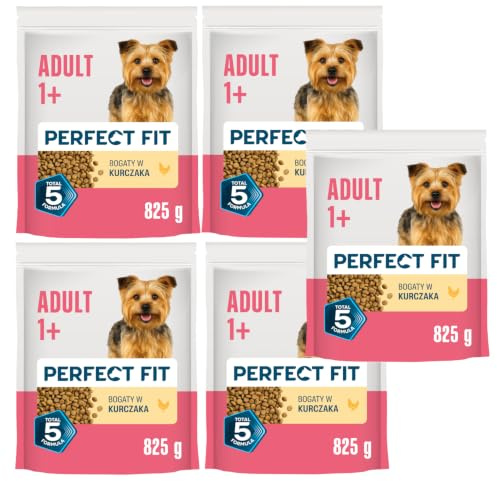 Perfect Fit Adult 1+ Trockenfutter für kleine Hunde (<10kg), 5 Beutel, 5x825g – Premium Hundefutter trocken reich an Huhn, zur Unterstützung der Vitalität