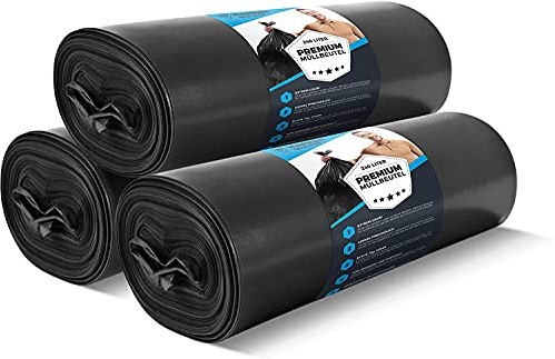 Müllsäcke 240 Liter 70 μ Premium Schwerlast Müllsäcke XL für Industrie - Extrem reißfest - Rolle Sack schwarz Beutel für Mülltonne - Abfallsäcke - Schwarz - 30 Stück