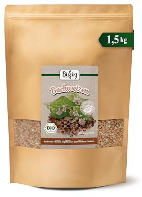 Biojoy BIO Buchweizen, roh und ganz, unbehandelt, 1,5 kg | aus China, ungeröstet, ungeschällt, ungesüßt, ideal zum Keimen, Backen, Kochen, Fagopyrum L.