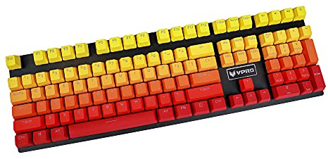 YMDK Double Shot 108 Dyed PBT Shine Through OEM Profile Rainbow Carbon Sunset Keycap for MX Switches Mechanical Keyboard（Only Keycap） (Yellow Red Gradient)