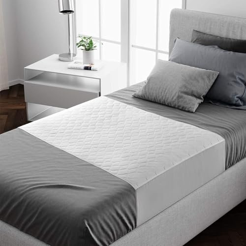 Lynmark® Protège Matelas Imperméable avec Rabats À Glisser – Couverture Imperméable pour Incontinence Absorbant Jusqu’à 2 litres – Protection Matelas en Coton pour Lit Double - 135 x 85 cm, Blanc