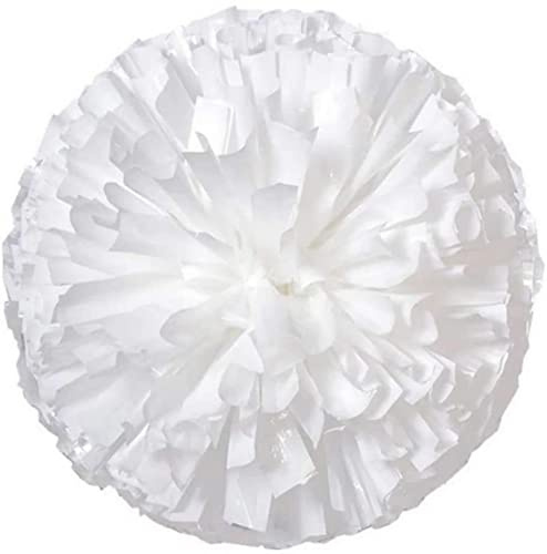 2 Pack pom poms Cheerleading with Baton Handle Plastic Cheer Poms Cheerleading Pompoms for Sports Party Dance Team Accessories Cheering Squad Spirit (A-White)