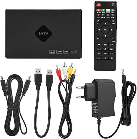 Fockety HDD Media Player, USB 2.0 AV HDMI 2.5 Pollici SATA Hard Disk Player Full HD 1080P Video Lettore multimediale Digitale Portatile, con Spia, Supporto U Disk, MMC Card, per