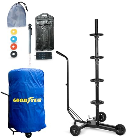 Goodyear Lot de 4 Cotons de Jante pour 4 pneus, Rangement Peu encombrant et sans Contact, avec Housse de Protection, capacité de Charge jusqu'à 100 kg, Noir