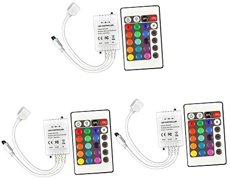 DOITOOL Kabellose Fernbedienung 3 Stück Led-leuchten-fernbedienung Tasten Led- -streifenlicht- Dc12v Infrarot Rgb-controller Flexibler Lichtstreifen