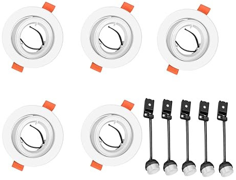 SHILIHE Aluminum Recessed Spotlights Trim Ring Fitting GU10 Light Mounting Frame with GU10 Lamp Holder for Ceiling Spotlight MR16 Bulb Halogen Light Fitting,5-Pack