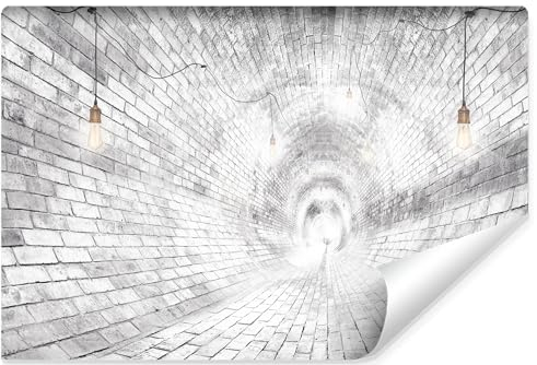 Muralo - Papel Pintado Vinilo Pared 3D No Tejido - Fotomural Efecto 3D - Papel Pintado Para Sala De Estar O Dormitorio - Fotomural - Diseño De Túnel De Ladrillo - Br.520 Cm X Alto 318 Cm
