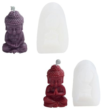 2 Pezzi Stampi Per Candele in Silicone,Stampo in Silicone 3D a Forma Buddha,Stampi Candele Fai Da Te Per Decorazioni Domestiche